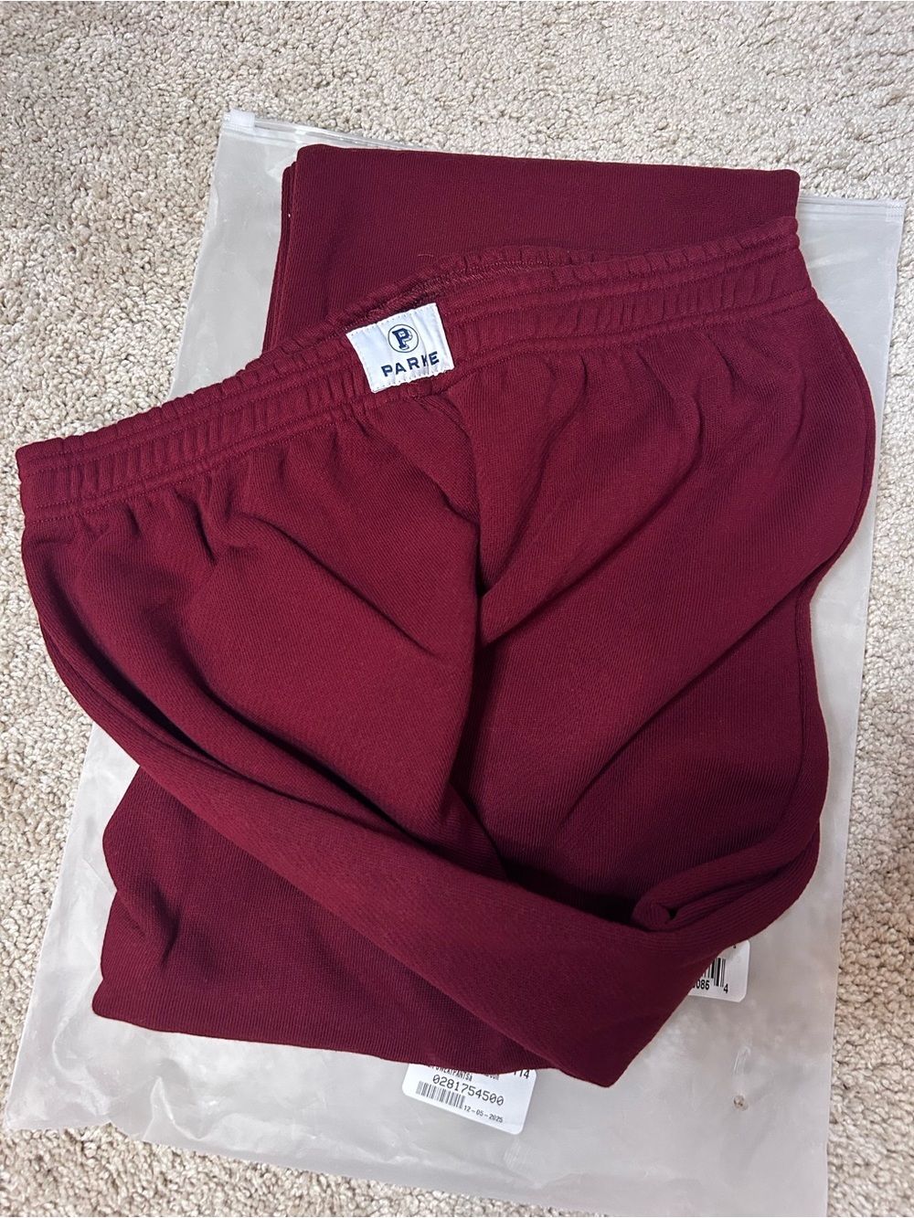 NWT PARKE Boxer Sweatpants- Maroon/ Size Small - Picture 4 of 12